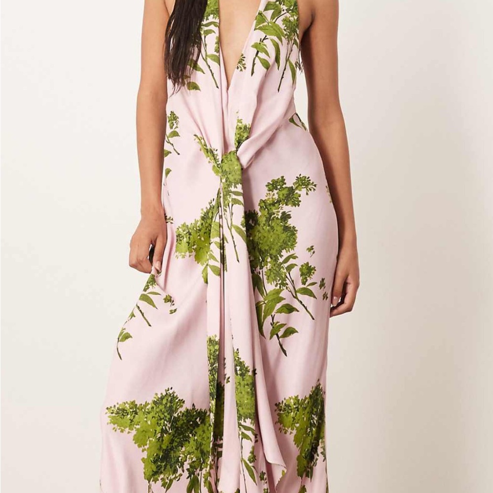 ASOS ARRANGE Pink and Green Floral Maxi Dress